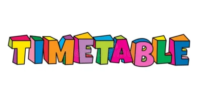 Colorful Kids Timetable Cartoon Text Design Vector 389111069